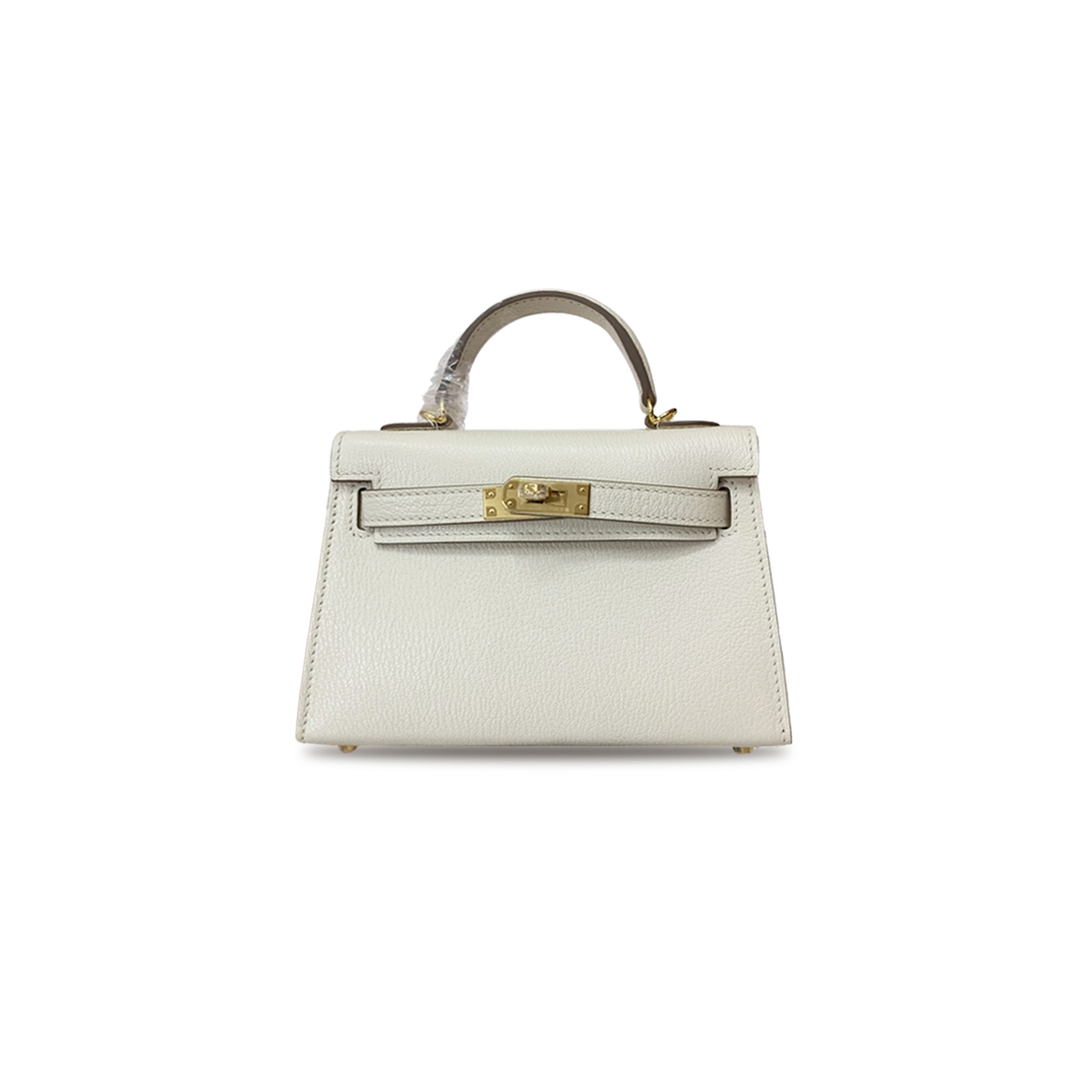 H**mes master mini kelly ii chevre mushroom white gold buckle (19*12*5.5cm)